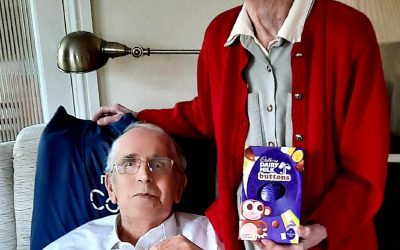 Brian and Daphne Philpott from Ripon enjoying Easter eggs with their carer