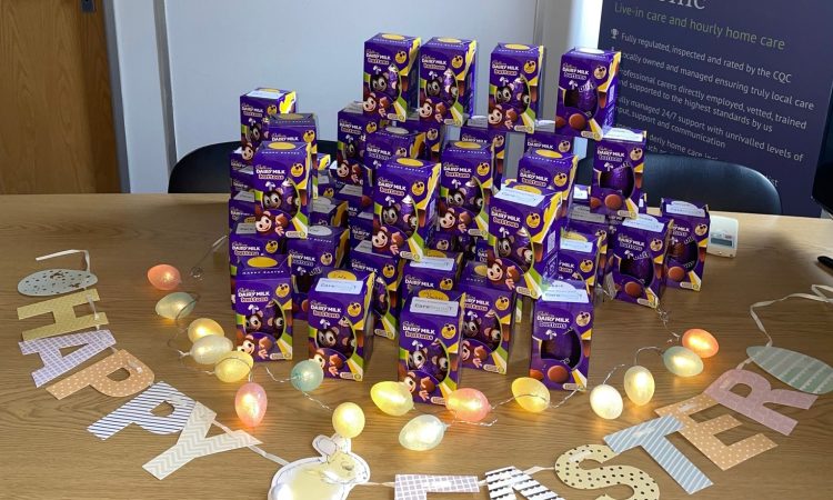 Easter eggs being prepared for delivery in our Wilmslow branch