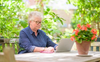 Older lady researching live-in care costs