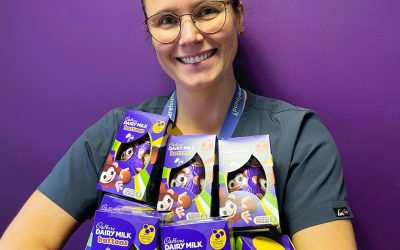 Daria from our West Bridgford branch preparing to deliver Easter eggs