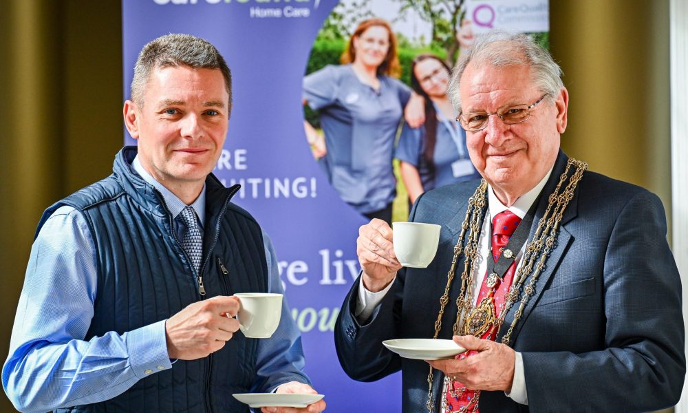 Oliver Stirk with the Lord Mayor of York opening Carefound Home Care’s branch in York
