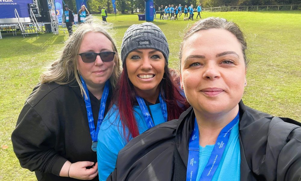 Gemma, Helen and Hayley from Carefound Home Care in Wilmslow at the Cheshire Memory Walk 2024