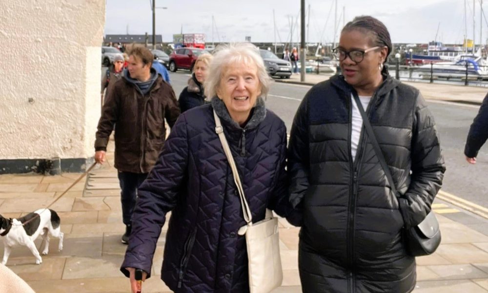 Live-in care client with her live-in carer in Scarborough
