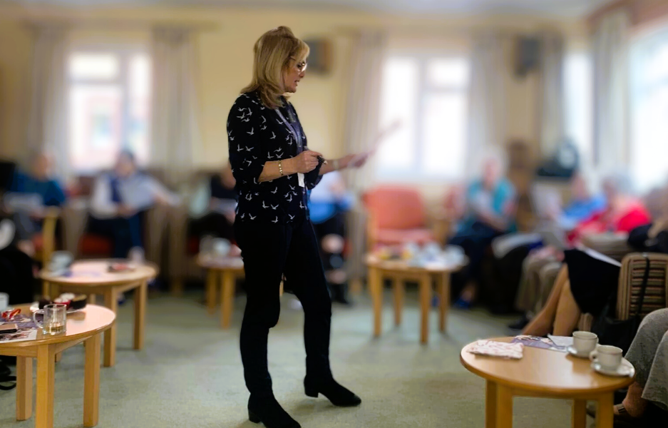 Carefound Home Care quiz at Shelley Taylor from Carefound Home Care holding a quiz with residents of Marlborough Court in West Bridgford