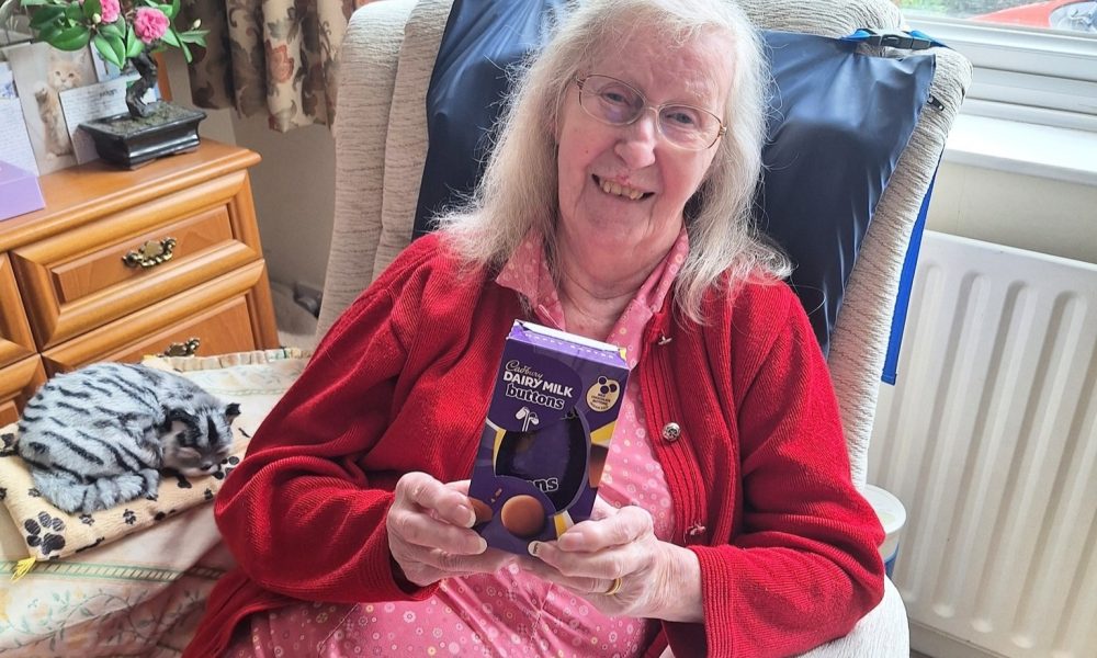 Elderly lady with Easter egg