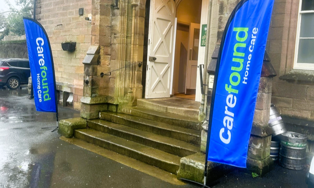 Carefound Home Care flags at Ripley Star Club near Harrogate