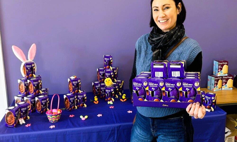 Ali on her way to donate Easter Eggs to Mowbray Academy Care professional with Easter eggs