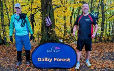 Elderly gentleman and live-in care professional at parkrun