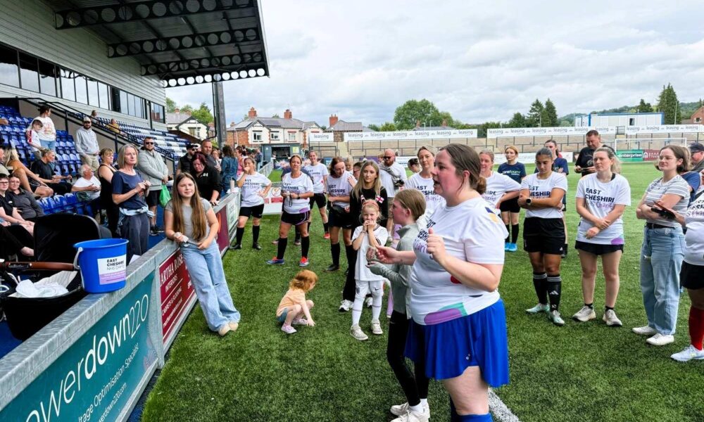 Players, families and supporters gathered at Macclesfield FC for the Kick4Charity talk and raffle Players, families and supporters gathered at Macclesfield FC for the Kick4Charity talk and raffle