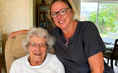 Care professional with client